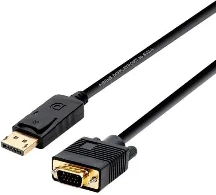 Cable Conversor Aisens A125-0365/ DisplayPort Macho - VGA Macho/ Hasta 5W/ 2300Mbps/ 2m/ Negro