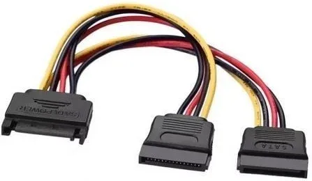 Cable Alimentación Aisens A131-0353/ SATA Macho - 2x SATA Hembra/ Hasta 54W/ 20cm/ Negro