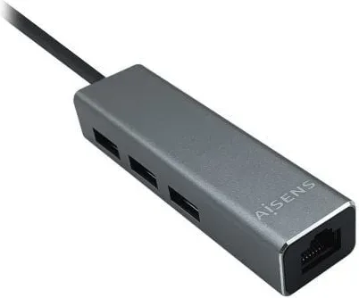 Hub Aisens USB 3.0 a Ethernet Gigabit Hub 3Xusb3.0 Gris 15Cm