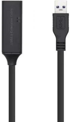 Cable Alargador USB 3.0 con Amplificador Aisens A105-0407/ USB Macho - USB Hembra/ Hasta 9W/ 625Mbps/ 5m/ Negro
