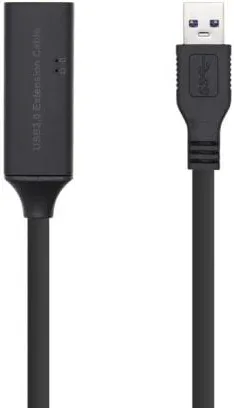 Cable Alargador USB 3.0 con Amplificador Aisens A105-0409/ USB Macho - USB Hembra/ Hasta 9W/ 625Mbps/ 15m/ Negro
