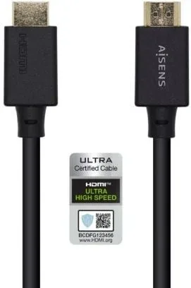 Cable HDMI 2.1 8K Aisens A150-0424/ HDMI Macho - HDMI Macho/ 3m/ Certificado/ Negro