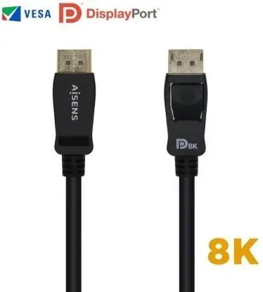 Cable DisplayPort 1.4 8K Aisens A149-0430/ DisplayPort Macho - DisplayPort Macho/ 50cm/ Certificado/ Negro