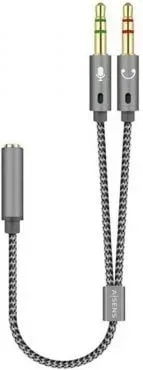 Cable Estéreo Aisens A128-0417/ Jack 3.5 Hembra - 2x Jack 3.5 Macho/ 25cm/ Gris