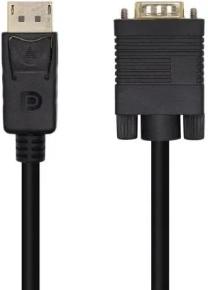 Cable Conversor Aisens A125-0462/ DisplayPort Macho - VGA Macho/ Hasta 5W/ 2300Mbps/ 3m/ Negro