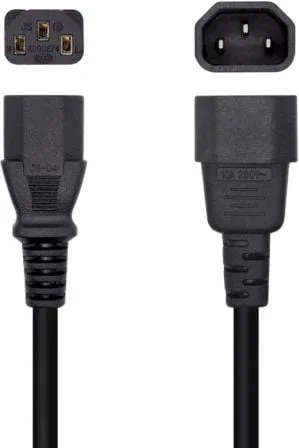 Cable Alimentación Aisens A132-0466/ C13 Hembra - C14 Macho/ Hasta 1500W/ 3m/ Negro