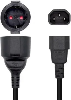 Adaptador Alimentación Aisens A132-0467/ C14 Macho - CEE7 Hembra/ 25cm/ Negro