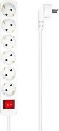 Regleta con Interruptor Aisens A154-0535/ 6 Tomas de Corriente/ Cable 1.4m/ Blanco