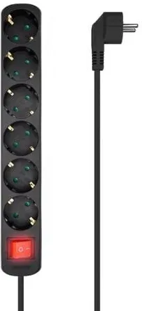 Regleta con Interruptor Aisens A154-0536/ 6 Tomas de Corriente/ Cable 1.4m/ Negro