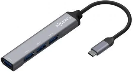 Hub USB Tipo-C Aisens A109-0541/ 4xUSB/ Gris