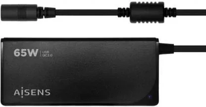 Cargador de Portátil Aisens ASLC-65WAUTO-BK/ 65W/ 1xUSB QC3.0/ Automático/ 9 Conectores/ Voltaje 18.5-20V