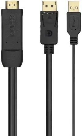 Cable Conversor Aisens A122-0641/ HDMI Macho - DisplayPort Macho + USB Macho/ Hasta 10W/ 2250Mbps/ 10cm + 1.8m/ Negro