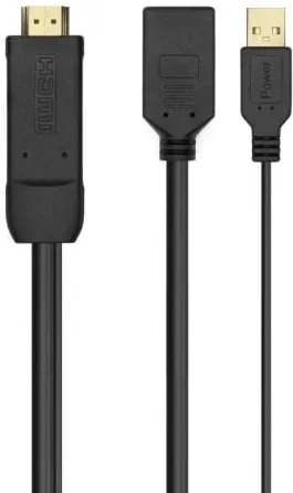 Cable Conversor 4K Aisens A122-0642/ HDMI Macho - DisplayPort Hembra - USB Macho/ Hasta 10W/ 2250Mbps/ 10cm + 10cm/ Negro