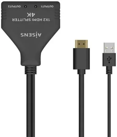 Cable Duplicador HDMI 4K Aisens A123-0654/ 2x HDMI Hembra - HDMI Macho - USB Macho/ 30cm/ Negro