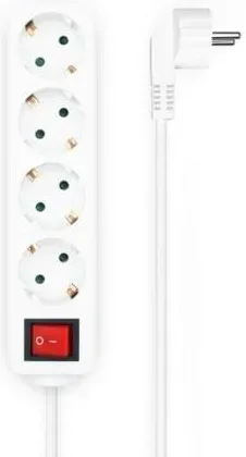 Regleta con Interruptor Aisens A154-0649/ 4 Tomas de Corriente/ Cable 1.4m/ Blanco