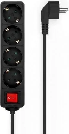 Regleta con Interruptor Aisens A154-0650/ 4 Tomas de Corriente/ Cable 1.4m/ Negro