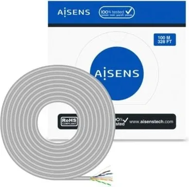 Bobina de Cable RJ45 UTP AWG23 CCA (Aleación) Aisens A135-0660 Cat.6/ 100m/ Gris