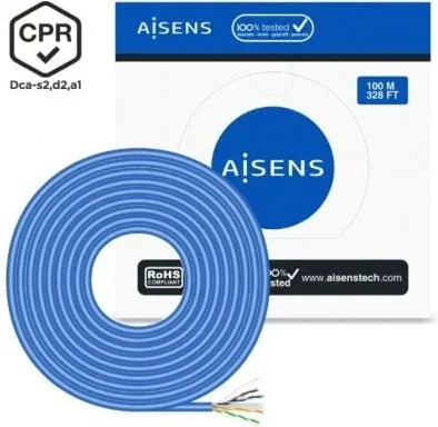 Bobina de Cable RJ45 UTP AWG24 LSZH CPR Dca Aisens A135-0662 Cat.6/ 100m/ Azul