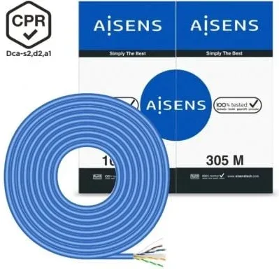 Bobina de Cable RJ45 UTP AWG24 LSZH CPR Dca Aisens A135-0663 Cat.6/ 305m/ Azul