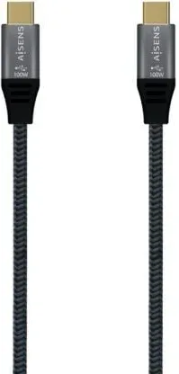 Cable USB 3.2 Tipo-C Aisens A107-0672 20GBPS 100W/ USB Tipo-C Macho - USB Tipo-C Macho/ Hasta 100W/ 20Gbps/ 1.5m/ Gris