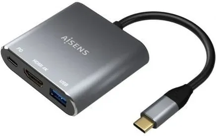 Conversor Aisens A109-0669/ USB Tipo-C Macho/ HDMI Hembra - USB Hembra - USB Tipo-C Hembra/ 15cm/ Gris