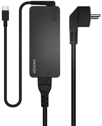 Cargador de Portátil Aisens ASCH-1PD65D-BK/ 1xUSB Tipo-C/ 65W/ Automatico/ Voltaje 5-20V