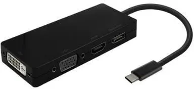 Conversor USB Tipo-C Aisens A109-0679/ HDMI Hembra - VGA Hembra - DVI Hembra - DisplayPort Hembra/ 15cm/ Negro
