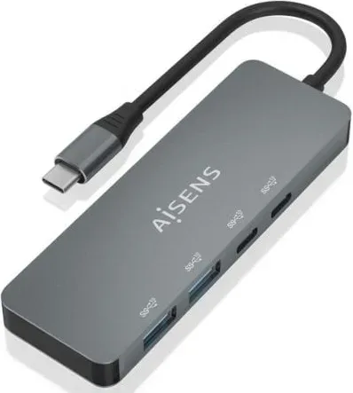 Hub Aisens USB 3.2 Gen2 10G USB-C/M-2Xusb-C/H-2Xusb-A/H 15Cm Gris