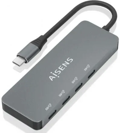 Hub Aisens USB 3.2 Gen2 10G USB-C/M-4Xusb-C/H 15Cm Gris