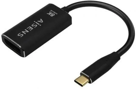 Conversor Aisens A109-0690/ USB Tipo-C Macho - DisplayPort Hembra/ Hasta 27W/ 1250Mbps/ 15cm/ Negro