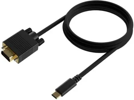 Cable Conversor Aisens A109-0693/ USB Tipo-C Macho - VGA Macho/ Hasta 27W/ 1250Mbps/ 1.8m/ Negro