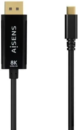 Cable Conversor Aisens A109-0689/ USB Tipo-C Macho - DisplayPort Macho/ Hasta 27W/ 1250Mbps/ 1.8m/ Negro