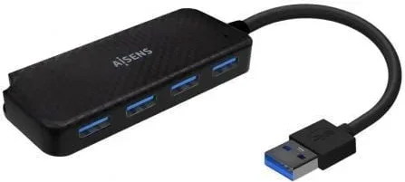Hub Aisens USB 3.0 Tipo A/M-4Xtipo A/H Negro 15Cm