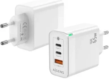 Cargador de Pared GaN Aisens ASCH-65W3P007-W/ 2xUSB Tipo-C/ 1x USB/ 65W