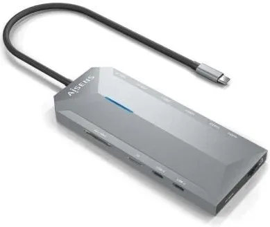 Docking USB Tipo-C Aisens ASUC-12P005-GR/ 2xHDMI 4K/ 3xUSB/ 2xUSB Tipo-C/ 1xRJ45/ 1xAudio/ 1xLector Tarjetas/ 1x Jack/ 1xUSB Tipo-C PD/ Gris