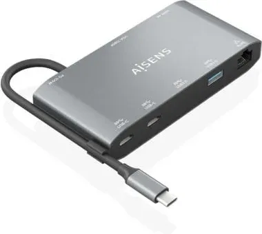 Docking USB Tipo-C Aisens ASUC-8P010-GR/ 1xHDMI 4K/ 1xVGA/ 2xUSB/ 1xRJ45/ 2xUSB Tipo-C/ 1xUSB Tipo-C PD/ Gris