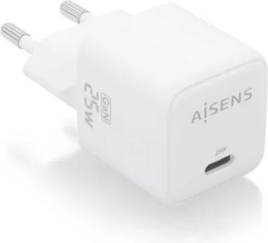 Cargador de Pared GaN Aisens ASCH-25W1P012-W/ 1xUSB Tipo-C/ 25W