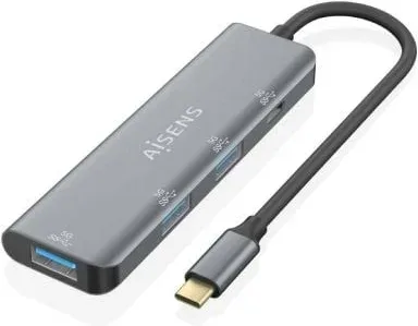 Hub USB Tipo-C Aisens A109-0762/ 3xUSB/ 1xUSB Tipo-C/ Gris