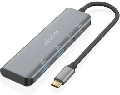 Hub USB Tipo-C Aisens A109-0763/ 2xUSB/ 2xUSB Tipo-C/ Gris