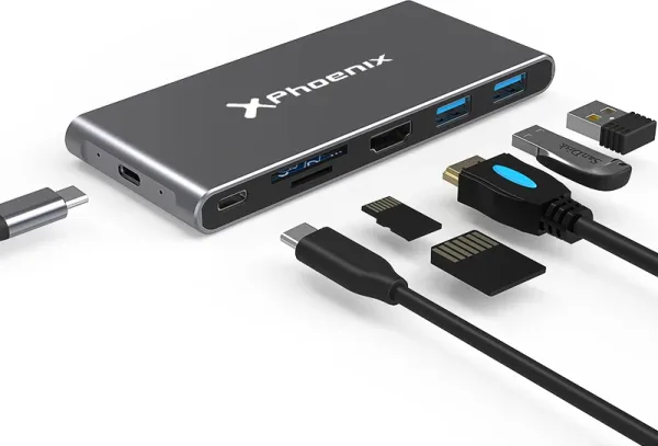 Docking caja externa phoenix para disco M.2 con hub USB tipo c 6 en 1