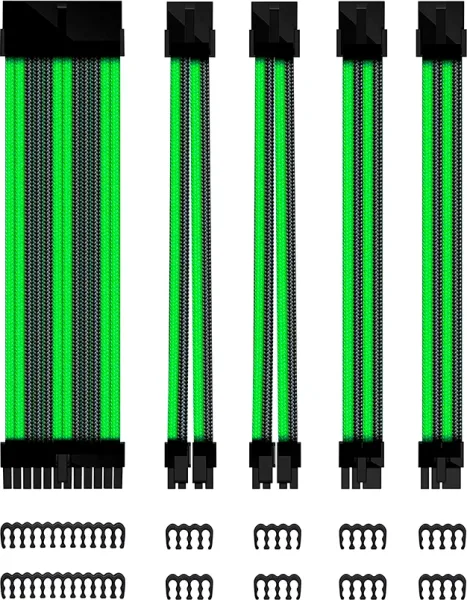 Kit de extension phoenix cables fuente de alimentacion 30cm 24 pines - 4 + 4 pines - 6 + 2 pines negro y verde