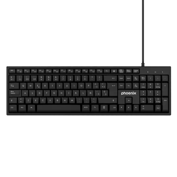 Phoenix k100 teclado multimedia USB negro qwerty oficina