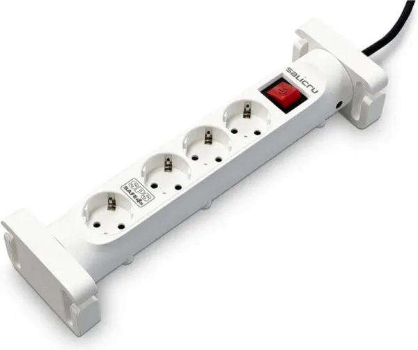 Regleta con interruptor Salicru SAFE 4S/ 4 Tomas de corriente/ Cable 1.4m/ Blanca