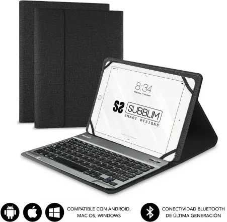 Funda con Teclado Subblim Keytab Pro Bluetooth para Tablets de 10.1"-10.8"/ Negra