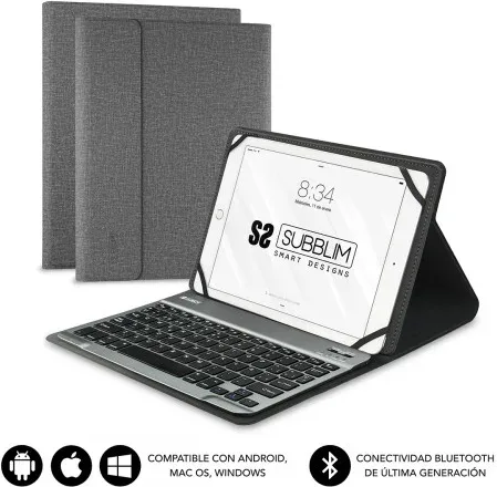 Funda con Teclado Subblim Keytab Pro Bluetooth para Tablets de 9.6"-10.8"/ Gris