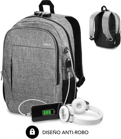 SUBBLIM Mochila para Portátil Urban Lock Backpack 16" Grey