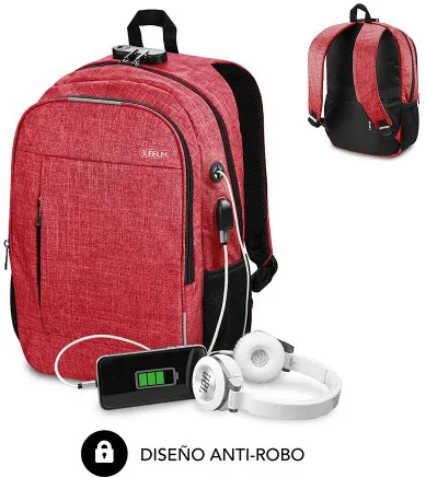 SUBBLIM Mochila para Portátil Urban Lock Backpack 16" Red