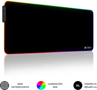 SUBBLIM Alfombrilla/Tapete Ratón Luz LED RGB 9 colores Extra Grande