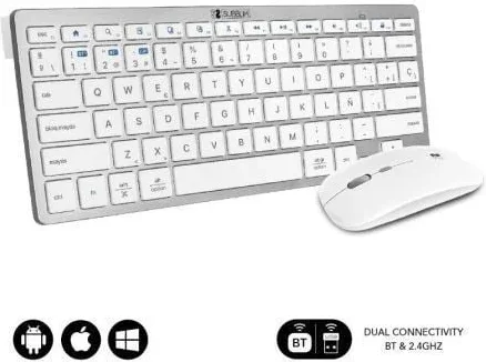 Teclado y Ratón Inalámbrico Subblim OCO010 Combo Multidispositivo Compacto/ Plata