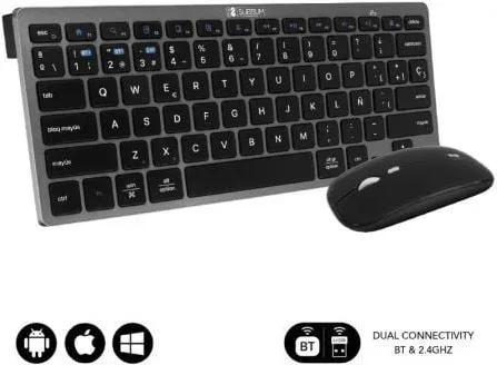Teclado y Ratón Inalámbrico Subblim OCO020 Combo Multidispositivo Compacto/ Gris